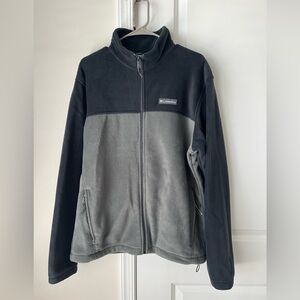 Columbia Men’s Fleece Jacket Large Gray Two Tone Full Zip Pockets